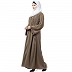Double layered abaya with embroidery work-Beige-black Double layered abaya with embroidery work-Beige-black
