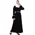 Embroidered Pintuck abaya- Black Embroidered Pintuck abaya- Black