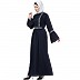 Embroidered Pintuck abaya- Navy Blue Embroidered Pintuck abaya- Navy Blue