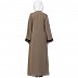 Front open abaya with embroidery work- Beige-black Front open abaya with embroidery work- Beige-black