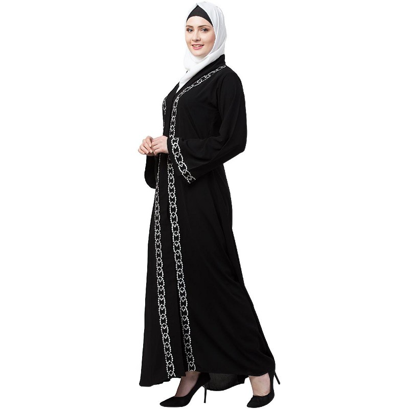 black abaya open front