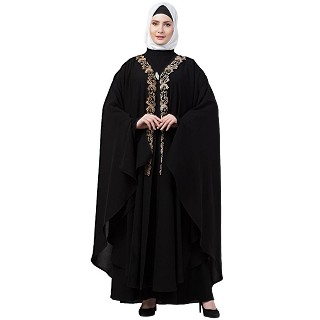 Double layered Irani Kaftan abaya- Black