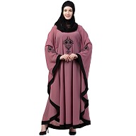 Embroidered designer Kaftan abaya- Puce Pink Embroidered designer Kaftan abaya- Puce Pink