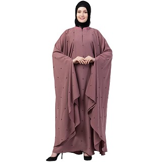 Designer Irani Kaftan abaya- Puce Pink