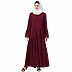 Casual abaya with bell sleeves- Wine color Casual abaya with bell sleeves- Wine color