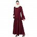 Casual abaya with bell sleeves- Wine color Casual abaya with bell sleeves- Wine color