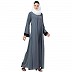 Casual abaya with piping work- Grey Casual abaya with piping work- Grey