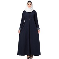 Casual abaya with piping work- Navy Blue Casual abaya with piping work- Navy Blue