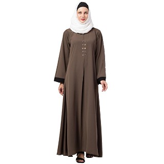 Casual abaya with piping work- Beige