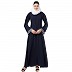 Casual A-line abaya with piping work- Navy Blue Casual A-line abaya with piping work- Navy Blue
