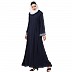 Casual A-line abaya with piping work- Navy Blue Casual A-line abaya with piping work- Navy Blue