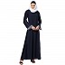 Casual A-line abaya with piping work- Navy Blue Casual A-line abaya with piping work- Navy Blue