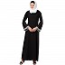 Casual A-line abaya with piping work- Black