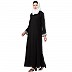 Casual A-line abaya with piping work- Black