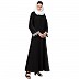 Casual A-line abaya with piping work- Black
