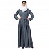 Front open abaya with a belt- Grey
