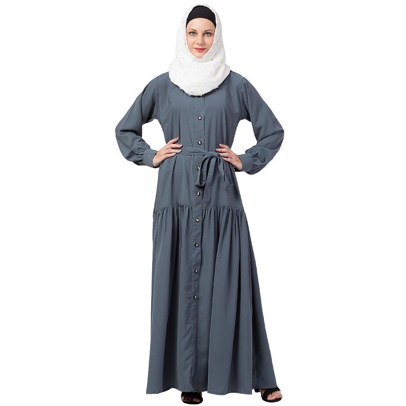 grey open abaya