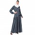 Front open abaya with a belt- Grey