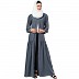 Front open abaya with a belt- Grey