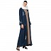 Embroidery abaya in double layers- Firozi-Beige Embroidery abaya in double layers- Firozi-Beige