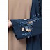 Embroidery abaya in double layers- Firozi-Beige Embroidery abaya in double layers- Firozi-Beige