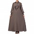 Collared abaya with embroidery- Beige Collared abaya with embroidery- Beige