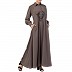 Collared abaya with embroidery- Beige Collared abaya with embroidery- Beige