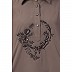 Collared abaya with embroidery- Beige Collared abaya with embroidery- Beige