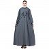 Collared abaya with embroidery- Grey Collared abaya with embroidery- Grey