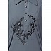 Collared abaya with embroidery- Grey Collared abaya with embroidery- Grey