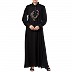 Collared abaya with embroidery- Black Collared abaya with embroidery- Black