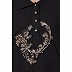 Collared abaya with embroidery- Black Collared abaya with embroidery- Black