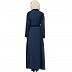 Front open abaya with black border- Blue