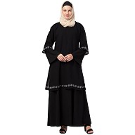 Layered Abaya with Embroidery work- Black Layered Abaya with Embroidery work- Black