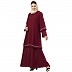 Layered Abaya with Embroidery work- Maroon Layered Abaya with Embroidery work- Maroon
