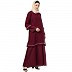 Layered Abaya with Embroidery work- Maroon Layered Abaya with Embroidery work- Maroon