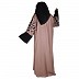 Front open embroidery abaya- Coral Pink