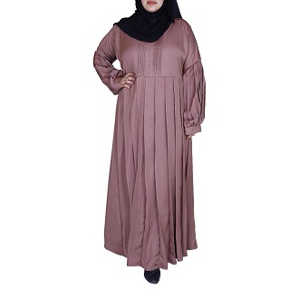 Pleated Umbrella abaya- Peach color