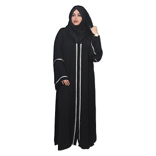 Dubai style abaya with piping work- Black