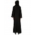 Shiny Nida abaya with piping work- Black Shiny Nida abaya with piping work- Black