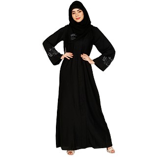 Classic abaya with Stone work- Black