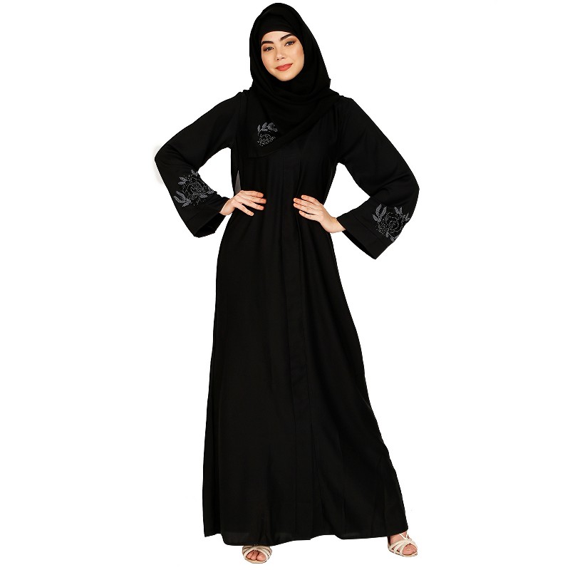 black abaya stone work