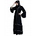 Bell sleeves abaya with piping work- Black Bell sleeves abaya with piping work- Black