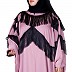 Designer kaftan abaya with attached laces- Pink Designer kaftan abaya with attached laces- Pink