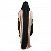 Duel colored kaftan abaya with piping work- Black-Cream