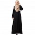 Zipper abaya with embroidery work- Black