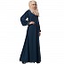 Zipper abaya with embroidery work- Firozi Zipper abaya with embroidery work- Firozi