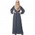 Zipper abaya with embroidery work- Grey Zipper abaya with embroidery work- Grey