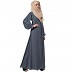 Zipper abaya with embroidery work- Grey Zipper abaya with embroidery work- Grey