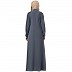 Zipper abaya with embroidery work- Grey Zipper abaya with embroidery work- Grey